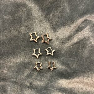 Silver Star Earring Huggie Set